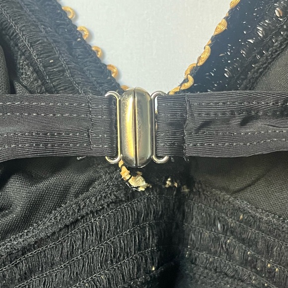 Sexy black one piece v-neck swimsuit with sequin and metallic detail size XL - Picture 9 of 12